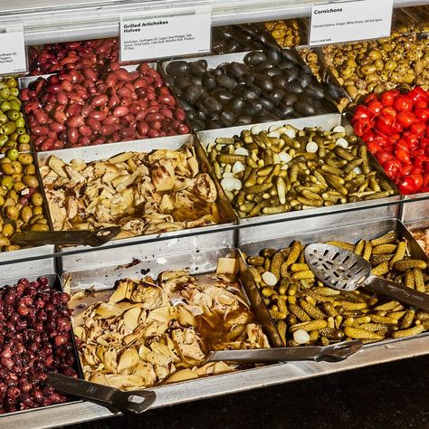 We've spent too much money trying new olives and pickled things at the Whole Foods antipasto bar. These are our eight favorites. Pickled Things, Chicken Scarpariello, Gelato Bar, Caper Berries, Olive Bar, Olive Sauce, Deli Cafe, Seared Fish, Grilled Artichoke