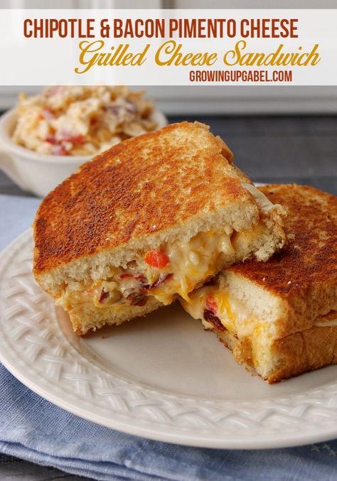 Pimento cheese spread made with bacon and Chipotle peppers is spread between slices of thick bread to create a gourmet grilled cheese sandwich recipe perfect for grown up tastes. Gourmet Grilled Cheese Sandwich Recipes, Spicy Pimento Cheese, Fish Fillet Sandwich, Grilled Cheese Recipes Gourmet, Gourmet Grilled Cheese Sandwich, Grilled Cheese Sandwich Recipe, Toasted Sandwiches, Fish Fillet Recipe, Pimento Cheese Sandwiches