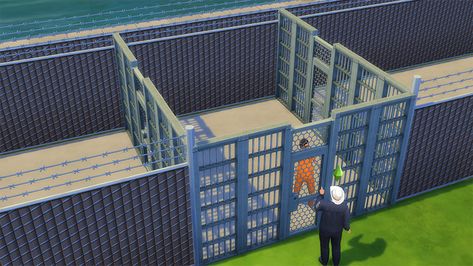 Mod The Sims - The Sims 4 Prison Set(Working Jail Doors + More) Sims 4 Prison, Floorplans Sims 4, Jail Bars, Prison Outfit, Sims 4 Studio, Jail Cell, The Sims 4 Packs, Prison Cell, Sims Ideas