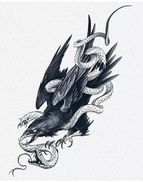 Black Crow Tattoos, Crow Tattoo Design, Snake Tattoo Design, Crow Tattoo, Fantasy Tattoos, Raven Tattoo, Tattoo Photography, Cute Little Tattoos, Sketch Tattoo Design