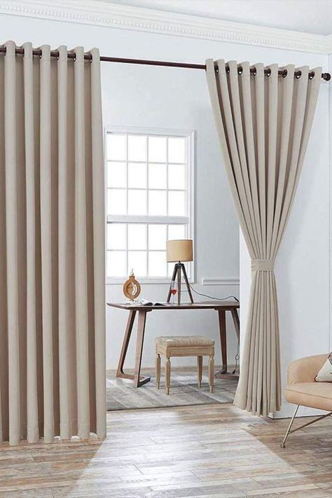 Extra Large 2 Ivory Wall to Wall Curtains Wall To Wall Curtains, Wall Room Divider, Wall Curtains, Folding Room Dividers, Room Divider Curtain, Quality Curtains, Warm Home, Brown Walls, Blackout Drapes