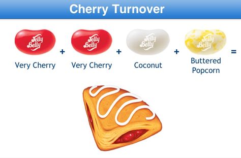 Cherry Turnover Jelly Belly Flavor Recipe Guide Jelly Belly Recipes, Cherry Turnover, Jelly Belly Flavors, Jelly Bean Flavors, Cherry Turnovers, Bean Boozled, Flavor Combos, Jelly Belly Beans, Coconut Butter