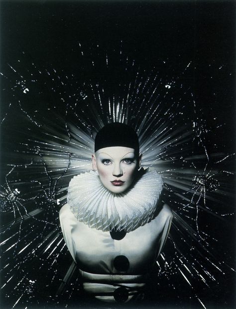 "Le Cauchemar de Pierrot" by Pierre et Gilles, 1996  Model: Polly Fey Hand Painted Photographs, Pierrot Clown, Pantomime, Clowning Around, Conceptual Photography, Create Image, Popular Culture, French Artists, Art History