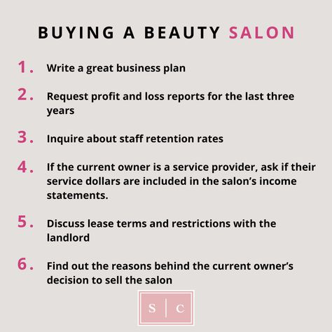 Questions to ask salon owners in a buyout Starting A Salon Business Checklist, Salon Suite Business Plan, Business Plan For Salon, Successful Salon Business, Salon Owner Tips Business, Hair Salon Business Plan, Salon Business Plan, Beauty Shop Decor, Salon Owner