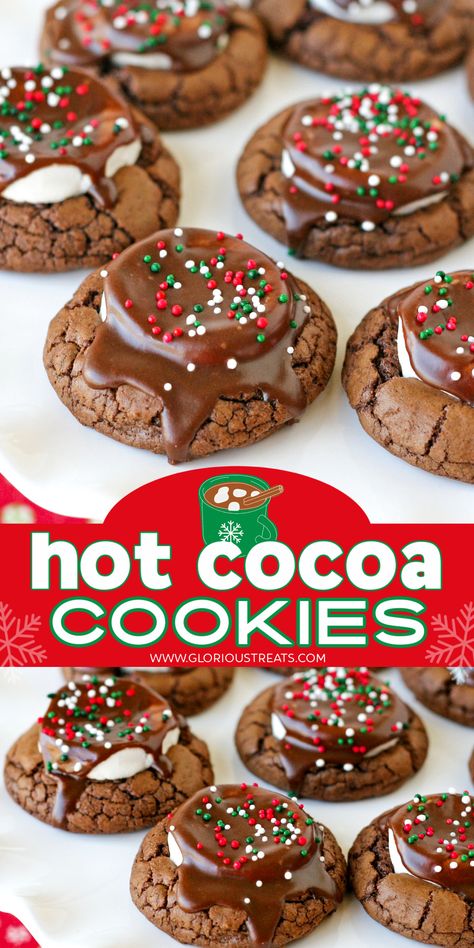 Christmas Cookie Recipes Holiday, Easy Cookie Recipe, Hot Cocoa Cookies, Xmas Desserts, Christmas Baking Recipes, Christmas Desserts Easy, Cocoa Cookies, Christmas Food Desserts, Xmas Food