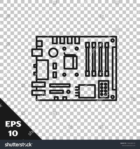 Black line Electronic computer components motherboard digital chip integrated science icon isolated on transparent background. Circuit board. Vector Illustration #Ad , #Sponsored, #digital#motherboard#integrated#chip Motherboard Drawing, Circuit Drawing, Electronic Circuit Board, Anime Face Drawing, Digital Art Software, Computer Cpu, Computer Drawing, Science Icons, Anime Face