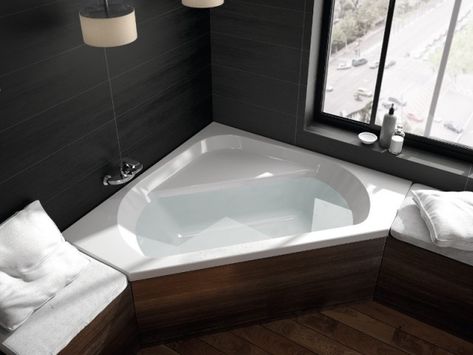 Une baignoire comme un espace détente/repos Corner Bath, Bathtub Decor, Downstairs Bathroom, Bad Design, Corner Bathtub, Bathroom Shower, Home Deco, Bathroom Decor, Sweet Home