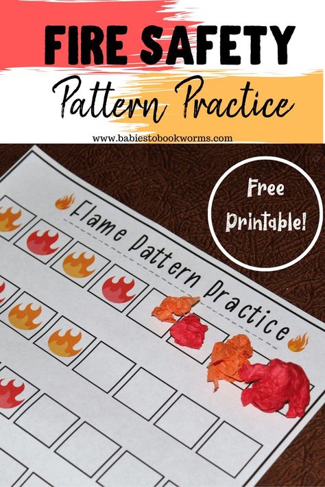 Teach kids about fire safety with this children's book about fire trucks and this fine motor pattern practice activity! #firesafety #firesafetybooks #firesafetyactivities #patternpractice #finemotoractivities Fire Math Activities Preschool, Firefighter Fine Motor Activities, Firefighter Kindergarten Activities, Fire Safety Preschool Math, Fire Truck Activities Preschool, Fire Safety Activities For Kindergarten, Fire Safety Math Activities, Dayhome Crafts, Safety Activities For Kids