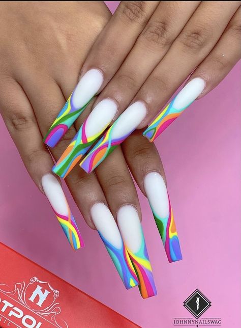 White And Colorful Nails, Halloween Nail Art Ideas, Halloween Nail Ideas, Hallowen Party, Pop Art Nails, Fancy Nails Designs, Nails Design With Rhinestones, Stiletto Nails Designs, Dope Nail Designs