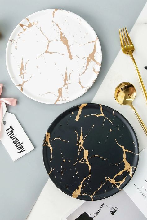 Dye Home Decor, Marble Plate, Royal Pattern, My Own Boss, Black Dinnerware, Marble Plates, Stone Accessories, Faux Fur Rug, Patterned Bedding