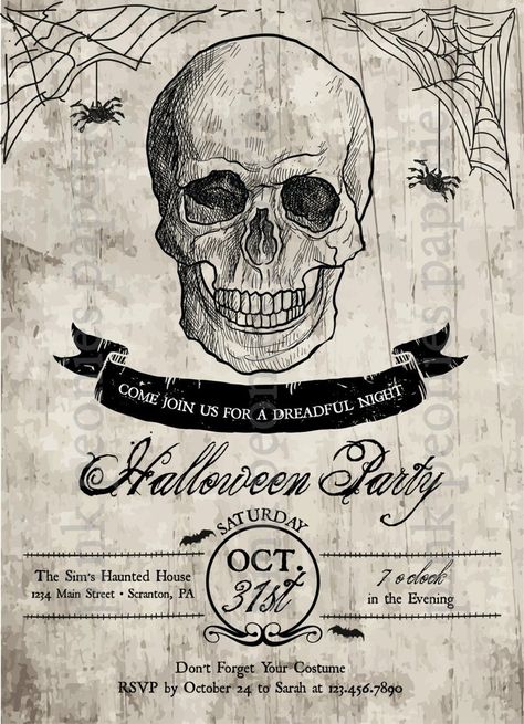 Custom Costume Party ($15+) Vintage Halloween Party Invitations, Adult Halloween Invitations, Adult Halloween Party Invitations, Halloween Party Printables, Casa Halloween, Halloween Party Dinner, Elegant Halloween, Adult Halloween Party, Halloween Bash