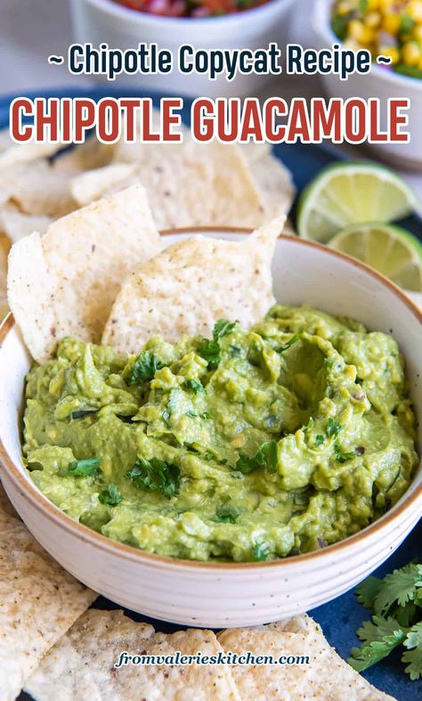 This copycat Chipotle Guacamole recipe makes it easy to recreate the popular restaurant dip at home. Straight from Chipotle's ingredient list to your kitchen! Serve it with tortilla chips or add it to tacos or burrito bowls. Copycat Chipotle Guacamole, Chipotle Guacamole Recipe Copycat, Home Made Chipotle, Homemade Chipotle Bowl, Chipotle Bowls, Chipotle Guacamole Recipe, Small Recipes, Chipotle Guacamole, Chipotle Copycat Recipes