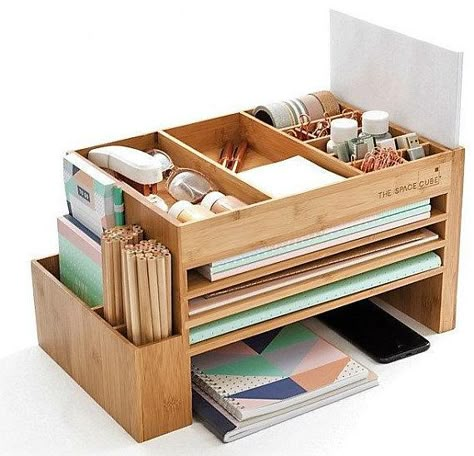 Wood Desk Accessories, Home Office Storage, Desk Sets, Docking Station, Charging Station Size: 39.5cm w x 23cm d x 21cm h. 31.5cm wide space at bottom for phone/laptop Fully Assembled. 1 cm thick bamboo SORRY, WE CANNOT SHIP TO PO BOXES OR PARCEL LOCKERS. SOLD ONLY IN AUSTRALIA The Diy Desk Organization, Diy Desk Accessories, Desk Organisation, Cute Desk Accessories, Desk Organization Diy, Wooden Desk Organizer, Scrapbook Storage, Study Room Decor, Desk Tidy