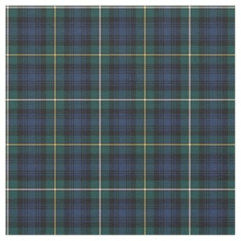 Clan Campbell Tartan: Fabric with the Clan Campbell of Argyll tartan, dated to 1815. Traditional Scottish plaid pattern in shades of blue and green with yellow and white highlights. Clan Campbell, Campbell Clan, Campbell Tartan, White Highlights, Scottish Plaid, Tartan Fabric, Eco Friendly Fabric, Custom Gifts, Art Posters