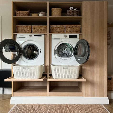 Ikea Laundry, Ikea Laundry Room, Laundry Room Decor Ideas, Laundry Room Hacks, Laundry Room Wallpaper, Dream Laundry Room, Laundry Room Closet, Laundry Room Layouts, Laundry Room Renovation