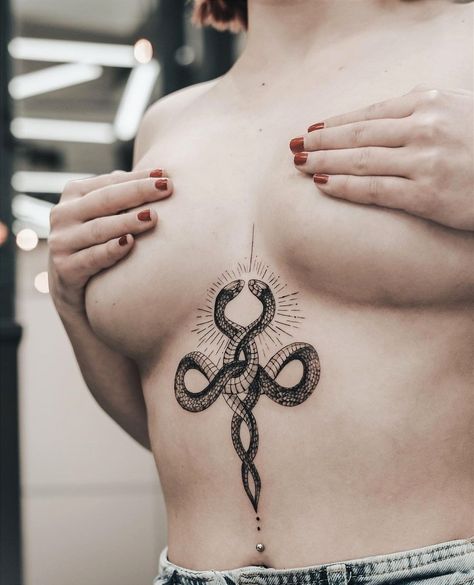 طرح تتو 
تتو بدن
تتو مار
snake tattoo idea
minimal tattoo
minimal tattoo for womens
snake tattoo for womens
snake tattoo for mens Snake Tattoos On Chest Women, Chest Tattoo Female Snake, Snake Tattoo On Chest Female, Snake Waist Tattoos For Women, Snake Belly Tattoo, Snake Woman Tattoo, Snake Tummy Tattoo, Belly Tattoo, Snake Tattoo