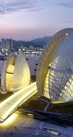 Zhuhai Opera House -Island of Zhuhai-Guangdong Province-China-Source archinect.com Zhuhai, Opera House, Sydney Opera House, Opera, China, Building, Travel