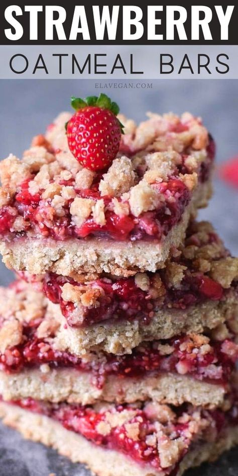 Pioneer Woman Strawberry Oatmeal Bars, Strawberry Oatmeal Bars Easy, Leftover Strawberry Recipes, Fresh Strawberry Recipes Easy, Simple Strawberry Dessert, Oatmeal Bars Vegan, Strawberry Oat Bars, Strawberry Granola Bars, Strawberry Squares