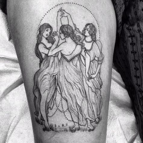 Three Graces Tattoo, Grace Tattoos, Venus Of Willendorf, History Tattoos, Witch Tattoo, Goddess Tattoo, Gorgeous Tattoos, Greek Tattoos, Tatuaje A Color