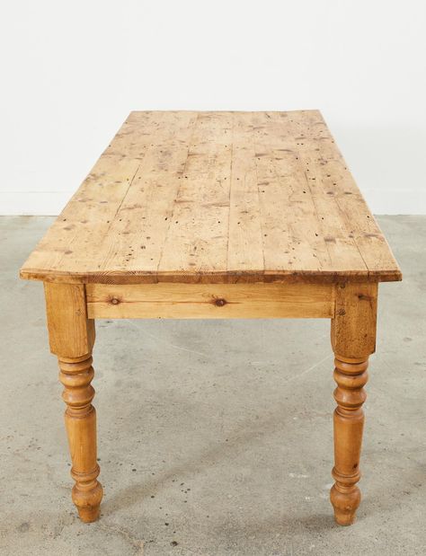 Country English Style Pine Farmhouse Dining Harvest Table | Chairish Rustic Table Kitchen, Wooden Farmhouse Table, Country Table And Chairs, Old Farmhouse Table, Pine Kitchen Table, English Farmhouse Table, Rustic Kitchen Table, Modern Country Dining Room, Farmhouse Tables