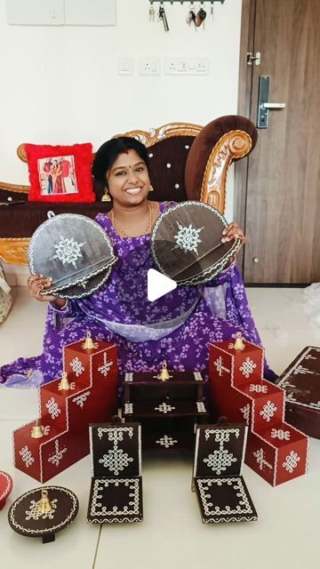 Priya Saravanan on Instagram: "purely hand-painted Pooja decor items like manai, Diya steps, Diya stand, trays etc
Manai we have from 2 inches customer can customise size 
Diya stands with pure brass bells 
Colour and size can be customised
We have price range from 50/-
Best return gifts
Quality 💯%
With good packing
6382026438" Diya Stand, Pooja Decor, Housewarming Decorations, Pooja Room Door Design, Diwali Diy, Pooja Room Design, Room Door Design, Return Gifts, Pooja Room