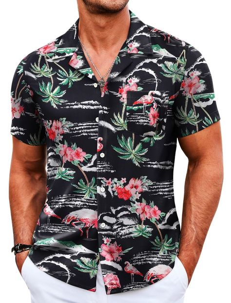 Mens Tropical Shirts Short Sleeve Hawaiian Shirts Camp Shirts for Men Beachwear About the Product Key Features Comfortable Fabrics : mens hawaiian shirts are made from polyester blend fabric, ensuring the shirt is soft, comfortable and next-to-skin; Keeps you cool on hot summer days while absorbing sweat and being breathable to keep you in good condition Vacation Hawaiian Shirt Style : Mens beach shirts features printed design, loose fit style, button closure, lapel and left chest pocket, simple style with special print gives you a fashionable feel for a casual vacation look Multiple Matches : Mens tropical button down shirts can be paired with beach shorts, casual pants, jeans etc; When on vacation, they can be paired with sunglasses, sun hats, etc. to create a summer beach outfit; There Men Beachwear, Mens Beach Shirts, Mens Beach, Camp Shirts, Beach Wear Men, Tropical Shirts, Summer Beach Outfit, Shirts Short Sleeve, Vacation Looks