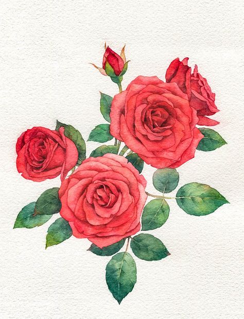 Rose Flower Drawing Design, Rose Flower Drawing, Rose Flower Painting, Watercolor Rose Flower, Watercolor Flowers Png, Rose Flower Png, Rose Artwork, Arte Aesthetic, Roses Art