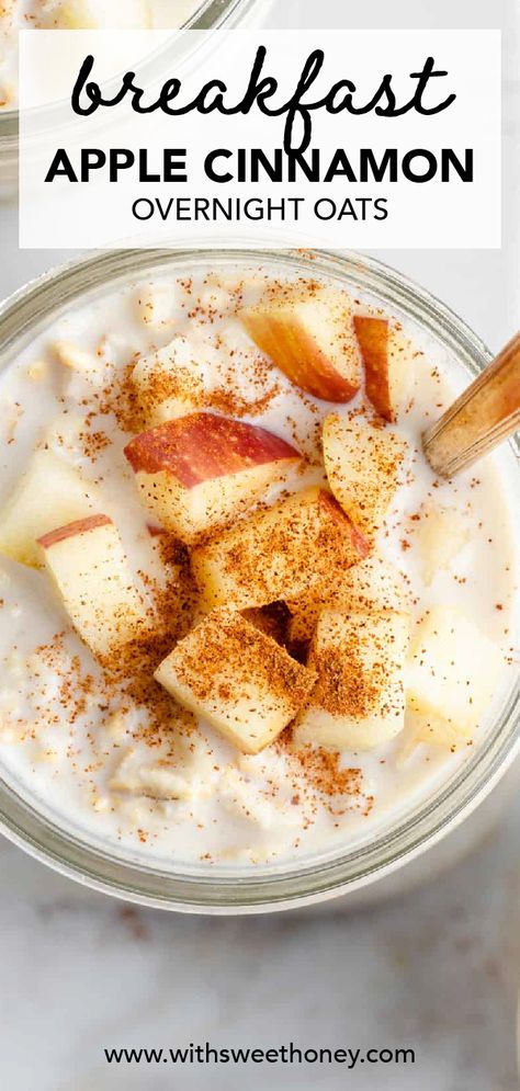 Low Calorie Apple Cinnamon Oatmeal, Overnight Oats Healthy Apple Pie, Apple Overnight Oats In A Jar, Overnight Apple Cinnamon Oats, Overnight Apple Oatmeal, Apple Oatmeal Microwave, Apple Cranberry Overnight Oats, Apple Protein Overnight Oats, Apple Cinammon Oats