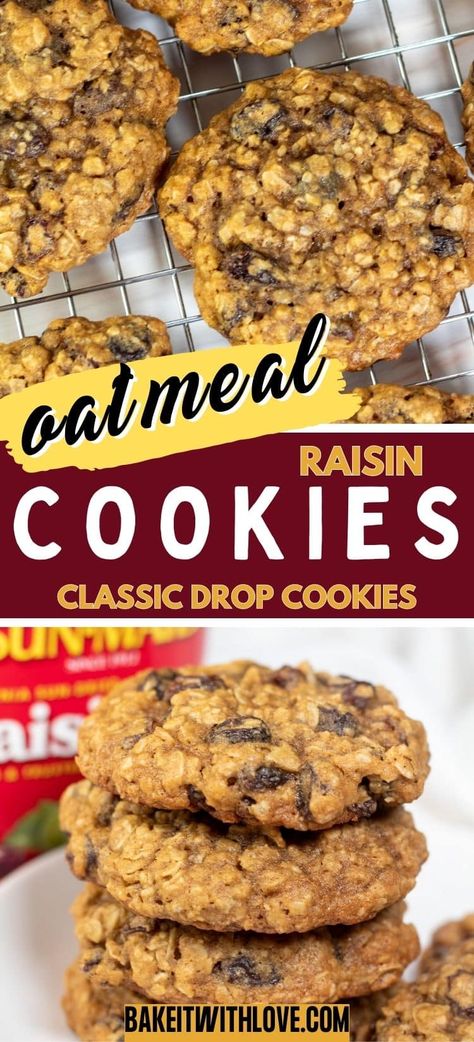 Raisen Cookies, Soft Oatmeal Raisin Cookies, Best Oatmeal Raisin Cookies, Oatmeal Raisin Cookie, Drop Cookie, Cookie Decorating Icing, Soft Cookie Recipe, Raisin Cookie, Cookie Recipes Oatmeal Raisin