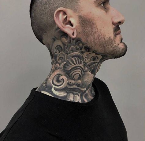 Dramatic Asian Scrollwork Dragon Tattoo Front Neck Tattoo, Full Neck Tattoos, Best Neck Tattoos, Small Neck Tattoos, See Tattoo, Side Neck Tattoo, Tattoo Neck, Tattoos Infinity, Throat Tattoo