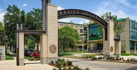 University Packing List, Condominium Entrance, Xavier University Of Louisiana, School Landscape, School Gate, Campus Landscape, University Entrance, Creative Signage, Mansion Homes