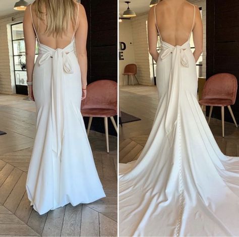 We always recommend under bustles like these for our brides that want to keep a seamless look even when their gown is bustled🤩 In an under bustle, the train is tucked underneath the dress using buttons and loops that are hidden beneath, whereas in an over bustle the train is buttoned with loops on the outside of the dress💕 Ballroom Bustle, Seamless Halo Engagement Ring, Made With Love Archie, Wedding Bustle, Wedding Dress Train Bustle, Dress With Shirt Underneath, Brown Wedding Themes, Dress Bustle, Different Wedding Dresses