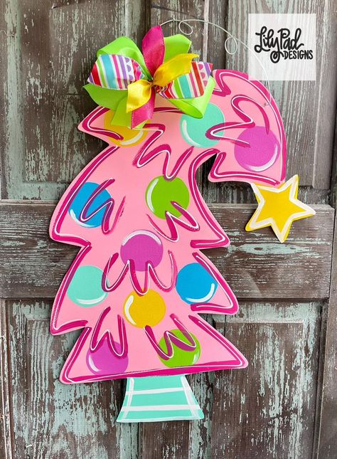 Wooden Ornament Door Hanger, Christmas Tree Door Hanger, Tree Door Hanger, Canvas Door Hanger, Christmas Tree Door, Christmas Window Painting, Christmas Classroom Door, Tree Door, Wood Door Hanger