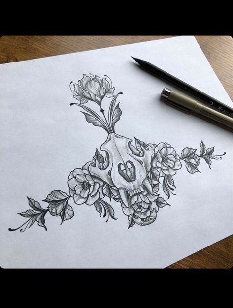 Floral sternum tattoo with animal skull Womans Throat Tattoo Design, Stomach And Sternum Tattoos, Under Tattoo Sternum, Sternum Tats For Women, Throat Chest Tattoos Women, Sternum Skull Tattoo Women, Sternum Mandala Tattoo Women, Sternum Nature Tattoo, Chest Tattoos For Women Sternum