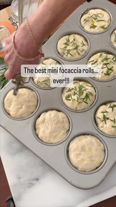 Instagram Focaccia Muffin Recipe, Mini Focaccia Bread, Everything Sourdough, Mini Focaccia, Sourdough Focaccia Recipe, Water Room, Sourdough Focaccia, 22 Birthday, Jumbo Muffins