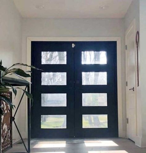 Custom Iron Door Pros Athena Iron Prehung Front Entry Door | Wayfair Glass Front Entry Doors, Iron Entry Doors, Exterior Doors With Glass, Black Front Doors, Double Front Doors, Double Entry Doors, Glass Panel Door, Urban Modern, Iron Door