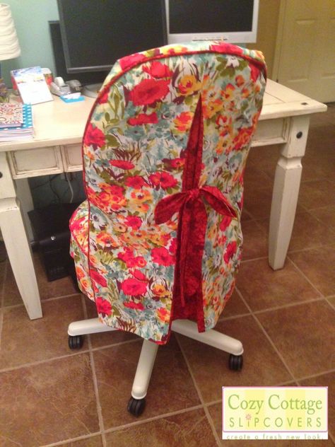 2015 Cozy Cottage Slipcovers: Office Makeover  Office Chair slipcover Office Chair Slip Cover, Office Chair Makeover, Office Chair Cover, Mid Century Office Chair, Custom Slipcovers, Cosy Cottage, Reupholster Chair, Chair Slipcover, Chair Slipcovers