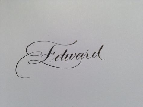 Flourished Script lettering  "Edward" #Calligraphy #ATLCalligraphy Edward Name, Always Font Tattoo, Different Cursive Fonts Tattoos, Edward Tattoo Name, Tattoo Lettering Alphabet Calligraphy Script Fonts, Script Lettering Tattoo Calligraphy, Name Drawings, Daddy Tattoos, Fancy Writing