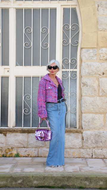 Grece Ghanem on Instagram: "It’s all about her 💜" Grace Ghanem Style, Grece Ghanem 2023, Greek Street Style, Grece Ghanem Hair, Grece Ghanem Style, Grace Ghanem, Greece Ghanem, Grece Ghanem Style 2022, Older Woman Outfit