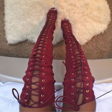 Lace Up Thigh High Peep Toe Boots Thigh High Sandals, Daily Heels, Gladiator Boots, Thick Heel Shoes, Peep Toe Boots, High Sandals, Boots For Short Women, High Heeled Boots, Mary Jane Shoes Womens