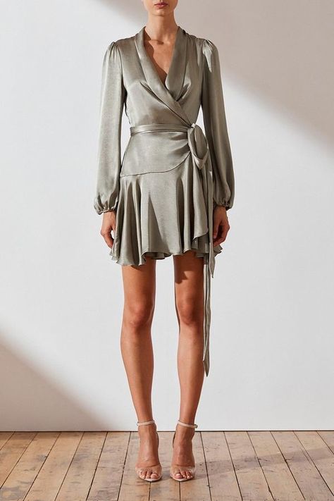 Sage Dress, Wrap Mini Dress, Shona Joy, Mini Dresses Online, Womens Designer Fashion, Mini Wrap Dress, Looks Style, Classy Outfits, Silk Dress