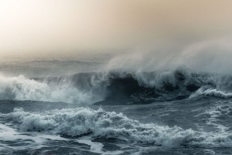 Morning light over waves at Reynisfjara beach in Iceland Moody Ocean, Wave Photography, Ocean Waves Photography, Atmospheric Landscape, North Iceland, Iceland Landscape, Sea Scapes, Waves Photography, Fine Art Landscape Photography