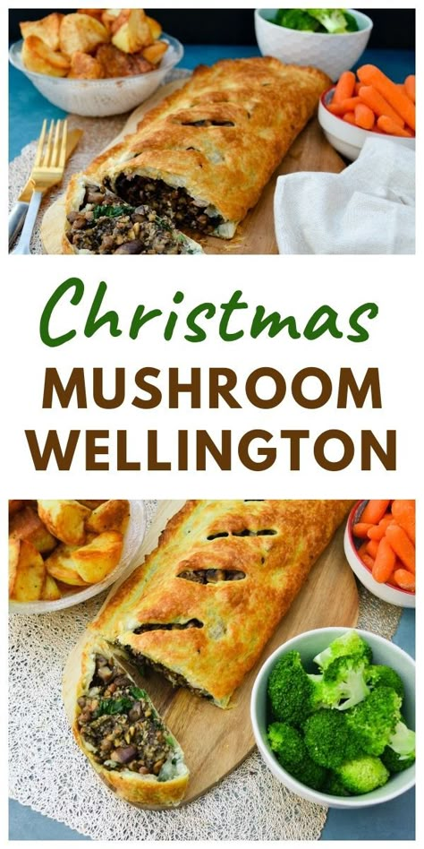 Christmas Wellington, Christmas Main Course, Vegetarian Wellington, Veg Pie, Cranberry Filling, Vegan Wellington, Mushroom Kale, Vegetarian Christmas Dinner, Veggie Christmas