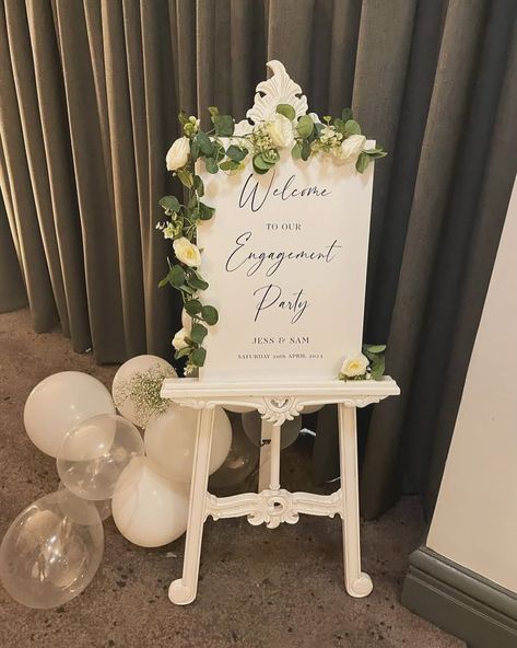 C U S T O M E R P H O T O We had the pleasure of creating a welcome sign for @jessicaxtie for their engagement party! How stunning does she look 🤍 We absolutely love when you share your photos with us ✨ Our A2 Signage was featured here 📷 #weddingstationery #weddinginvitations #weddingstationeryuk #weddingpaper #luxuryweddingstationery #foiledprintedweddingstationery #2024bride #2025bride #bridetobe #bohowedding #weddingdetails #smallbusinessuk #isaidyes #newlyengaged #imgettingmarried #... Engagement Party Board, Engagement Welcome Board, Engagement Signage, Diy Engagement Decorations, Welcome Sign Engagement, Engagement Welcome Sign, Engagement Decor, Engagement Signs, Dress Engagement