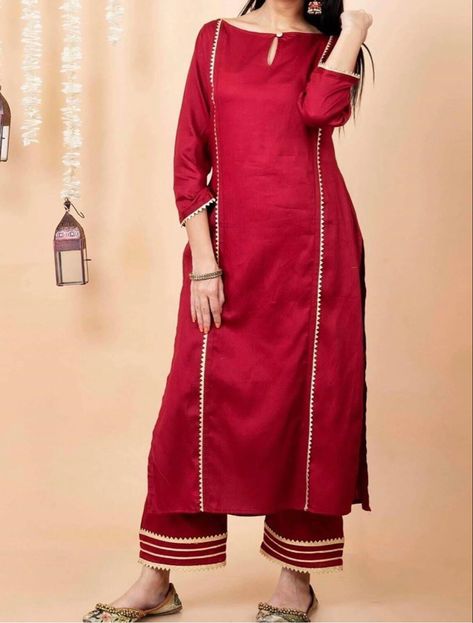 Red Churidar Designs, Red Frock Design, Plain Suit Designs Indian, Red Anarkali Dress, Churidar Design, Red Dress Design, Red Frock, Plain Suit, Red Anarkali