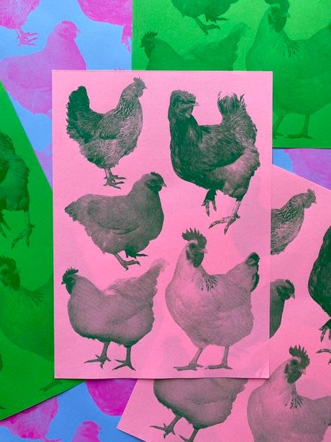 (3) Accueil / Twitter Risograph Design, Risograph Poster, Chicken Images, Riso Print, Risograph Print, Screenprinting, Art Block, Art And Illustration, Graphic Design Inspiration