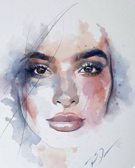 Watercolor Portrait Tutorial, Sketch It, Best Watercolor, Watercolor Art Face, Watercolor Face, Watercolor Portrait Painting, Art Tutorials Watercolor, Abstract Face Art, Watercolour Inspiration