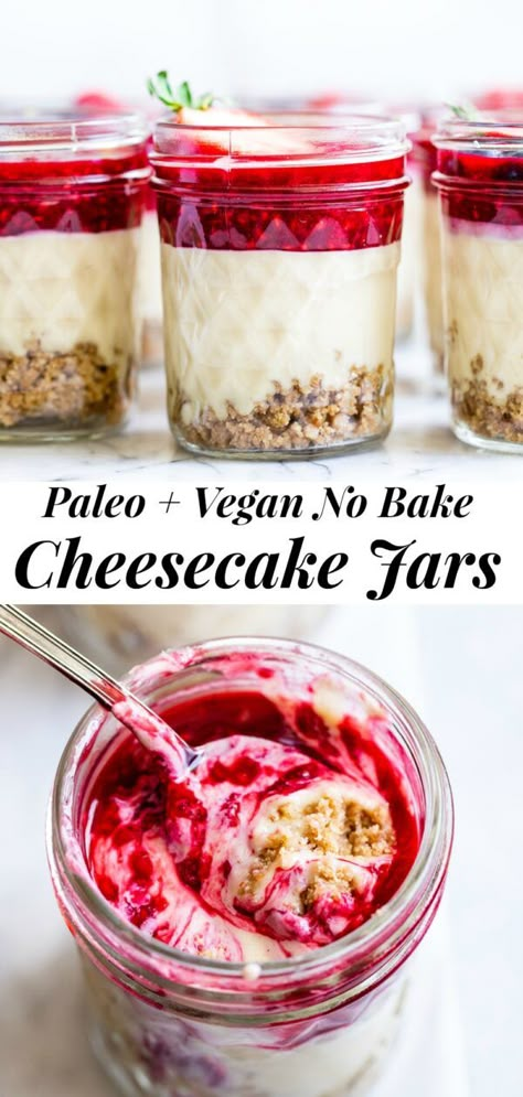 Paleo Cheesecake, Cheesecake Jars, Paleo Running Momma, Cheesecake In A Jar, Paleo Baking, Paleo Sweets, Vegan Cheesecake, Desserts Vegan, Bake Cheesecake