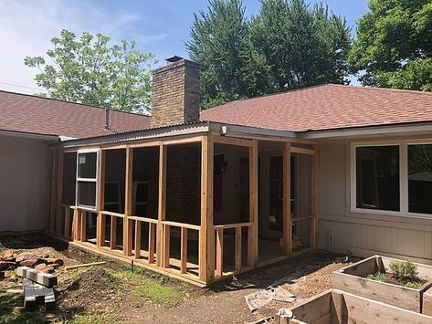 How to turn a covered patio into a sunroom - I had no idea you could build a DIY sunroom on a budget! This is one of the best sunroom ideas I've seen. #Sunroom #backyardremodel #houseremodel #backyardmakeover #diysunroom Porch Into Bedroom, Turning Screen Porch Into Sunroom, Enclosed Porch Diy, Small Porch Enclosure Ideas, Covered Sunroom Ideas, Enclosed Back Patio Ideas Covered, Enclose A Patio Sunroom Ideas, Turn Patio Into Sunroom, Outdoor Enclosed Patio Ideas On A Budget