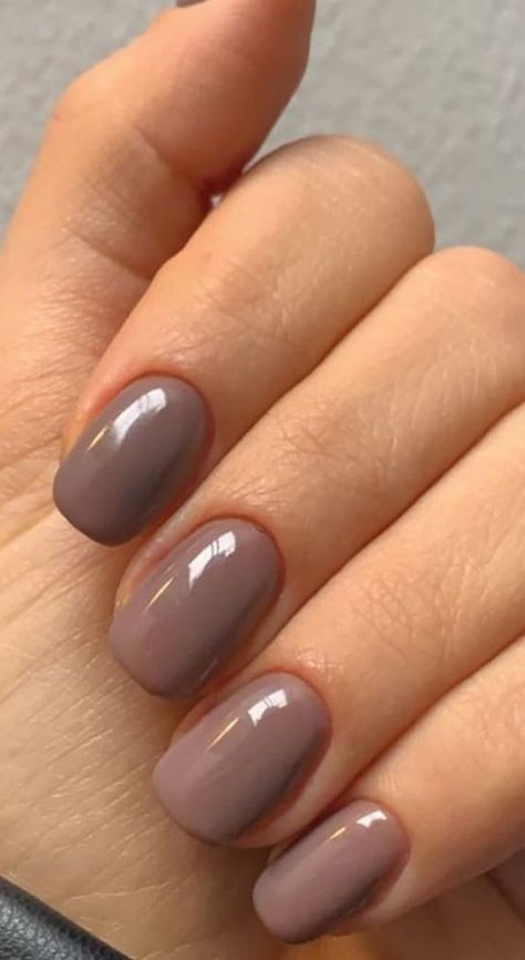 Autumn Nail Colours 2023 Fall, Fall Nails On Pale Skin, Short Shellac Nails Fall, Short Natural Fall Nails, Short Light Brown Nails, Nude Brown Nails Short, Short Fall Nails 2023 Simple, Gel Mani Short Nails Fall, Short Square Brown Nails